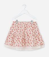 Saia Infantil com Rendinha e Estampa Floral - Tam 5 a 14 Anos - 1