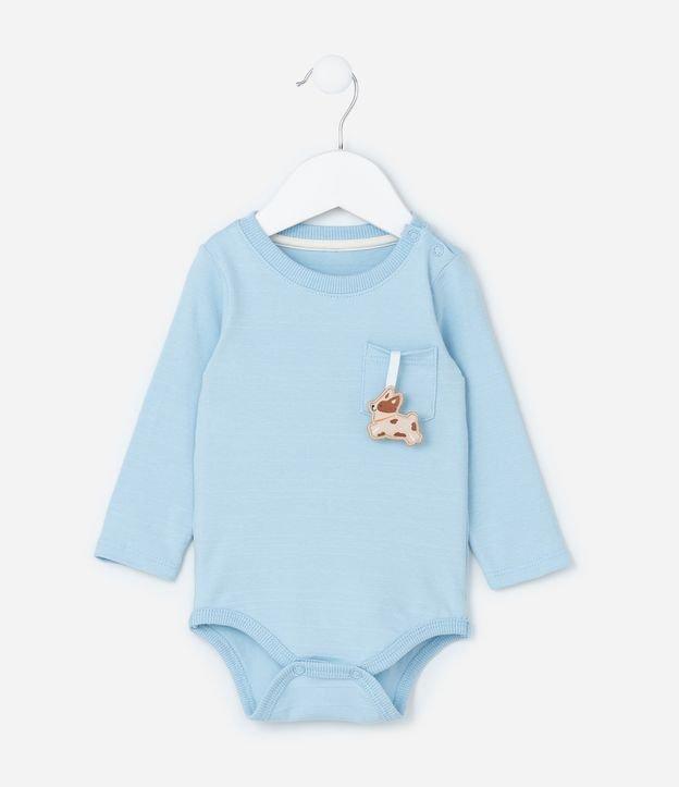 Body Infantil Texturizado com Bolsinho Interativo - Tam RN a 18 meses - 1
