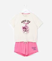 Pijama Infantil com Amarração e Estampa Urso - Tam 5 a 12 Anos - 2