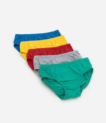Kit 05 Cuecas Slip em Algodão Básicas - Tam 2 a 14 Anos