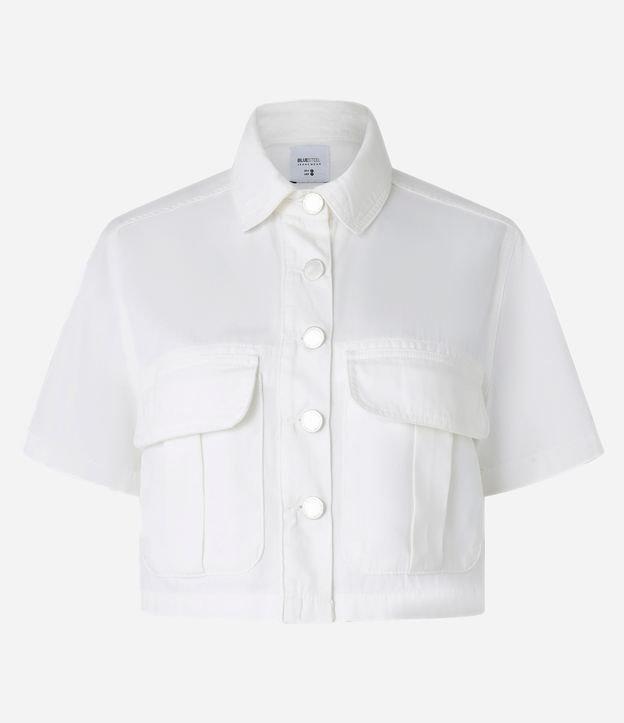Camisa Curta em Sarja com Bolsos Frontais - 2