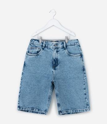 Bermuda Baggy Infantil Jeans - Tam 5 a 14 Anos