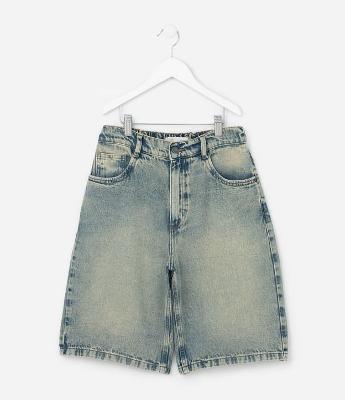 Bermuda Baggy Infantil Jeans - Tam 5 a 14 Anos