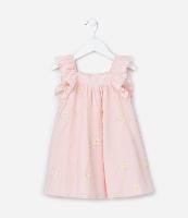 Vestido Infantil em Tricoline com Bordado Margaridas - Tam 1 a 6 Anos - 1