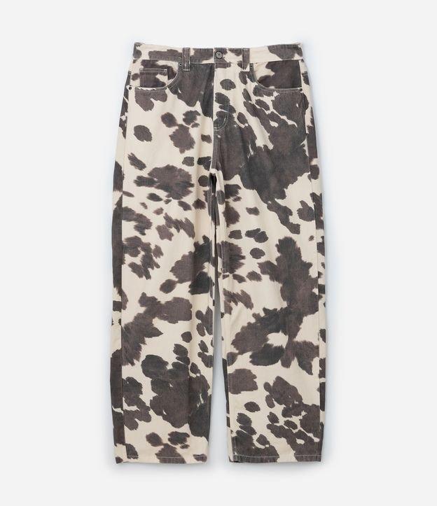 Calça Supper Baggy em Sarja com Estampa Animal Print de Vaquinha - 1