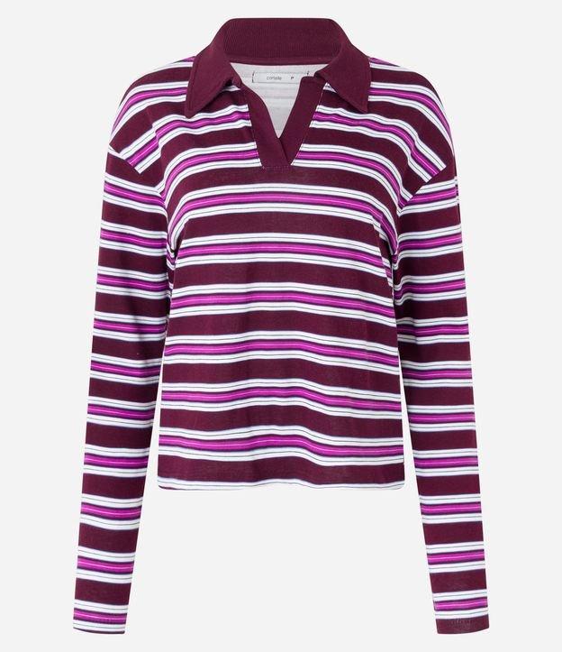 Blusa em Algodão com Listras e Gola Polo - 1