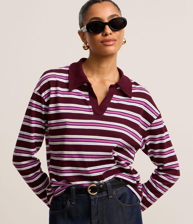 Blusa em Algodão com Listras e Gola Polo - 2