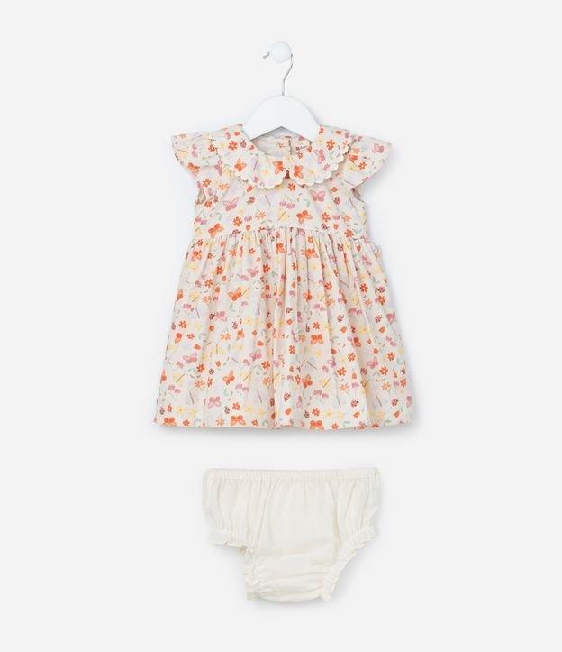 Vestido Infantil com Babados e Estampa Floral - Tam 0 a 18 meses - 1