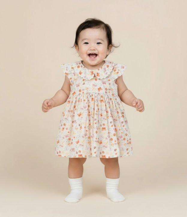 Vestido Infantil com Babados e Estampa Floral - Tam 0 a 18 meses - 2