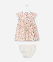 Vestido Infantil com Babados e Estampa Floral - Tam 0 a 18 meses - 1