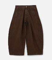 Calça Barrel em Sarja com Recorte Lateral e Pences nos Joelhos - 1