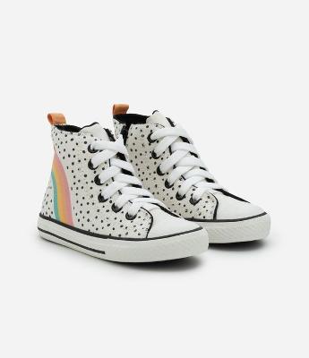 Tênis Infantil Abotinado com Estampa Arco-Íris - Tam 20 ao 27