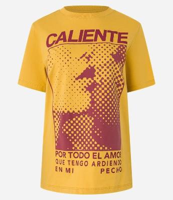 Camiseta Alongada em Algodão com Estampa Caliente