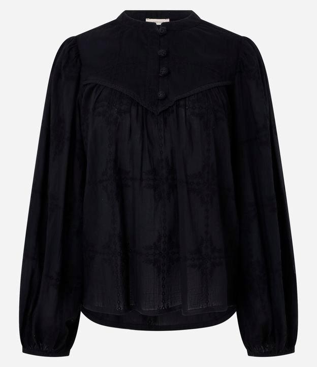 Blusa Bata Boho em Voal com Gola Padre e Recorte no Busto - 2