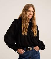 Blusa Bata Boho em Voal com Gola Padre e Recorte no Busto - 3