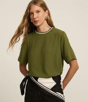 Blusa em Airflow com Gola de Ribana Contrastante - 3