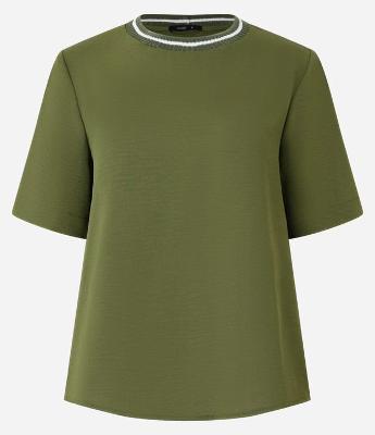 Blusa em Airflow com Gola de Ribana Contrastante