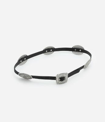 Cinto Largo com Aplicação de Moedas e Fivela Quadrada