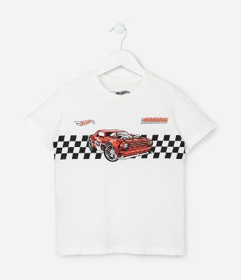 Camiseta Infantil com Estampa Hot Wheels - Tam 4 a 12 Anos