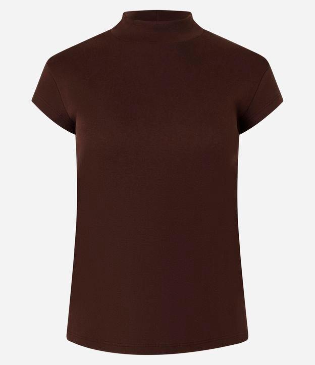 Blusa em Ribana com Golinha Alta e Manga Curta - 1