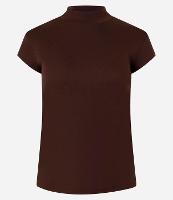 Blusa em Ribana com Golinha Alta e Manga Curta - 1