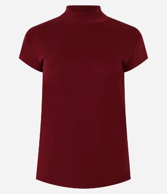 Blusa em Ribana com Golinha Alta e Manga Curta