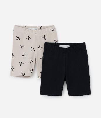 Kit 02 Bermudas Ciclista Infantis com Estampa Laços - Tam 1 a 6 Anos