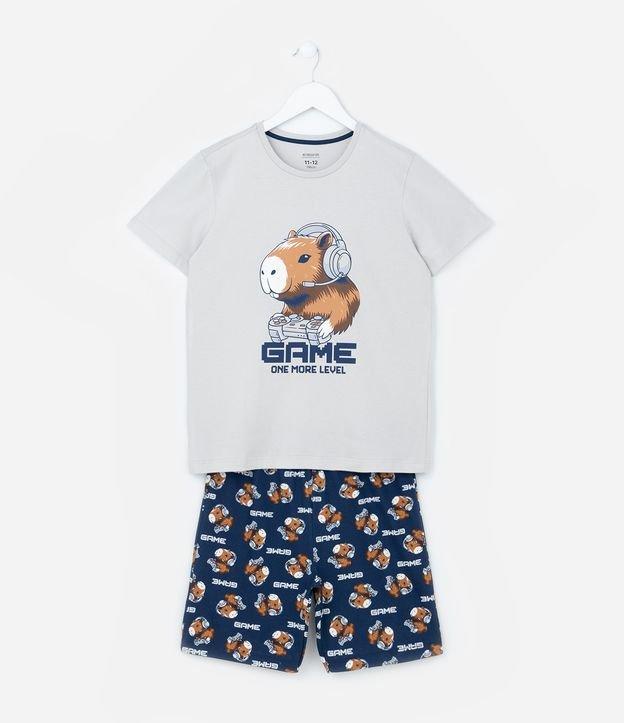 Pijama Infantil com Estampa Capivara Gamer - Tam 7 a 16 Anos - 1