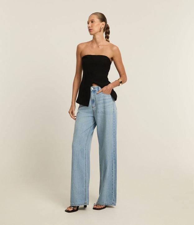 Calça Wide Leg em Jeans com Cós Alfaiatado - 2