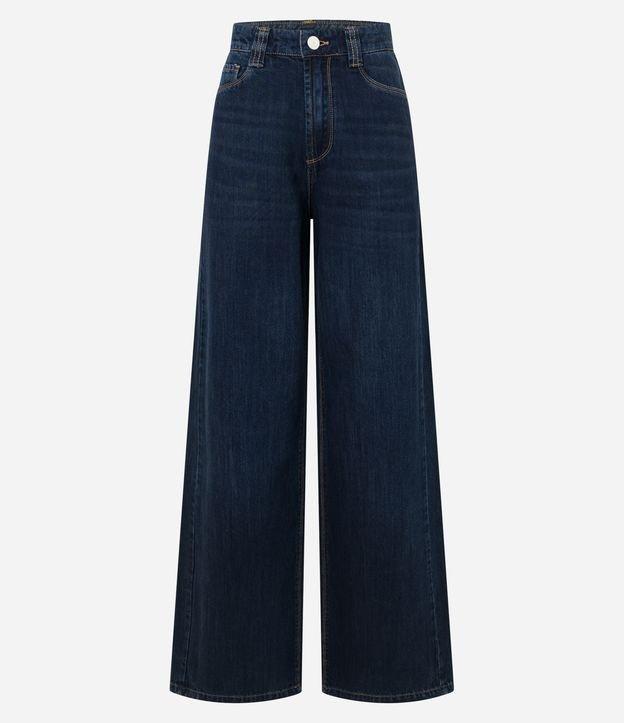 Calça Wide Leg em Jeans com Cós Alfaiatado - 1