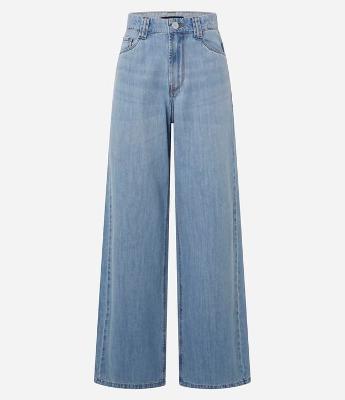 Calça Wide Leg em Jeans com Cós Alfaiatado