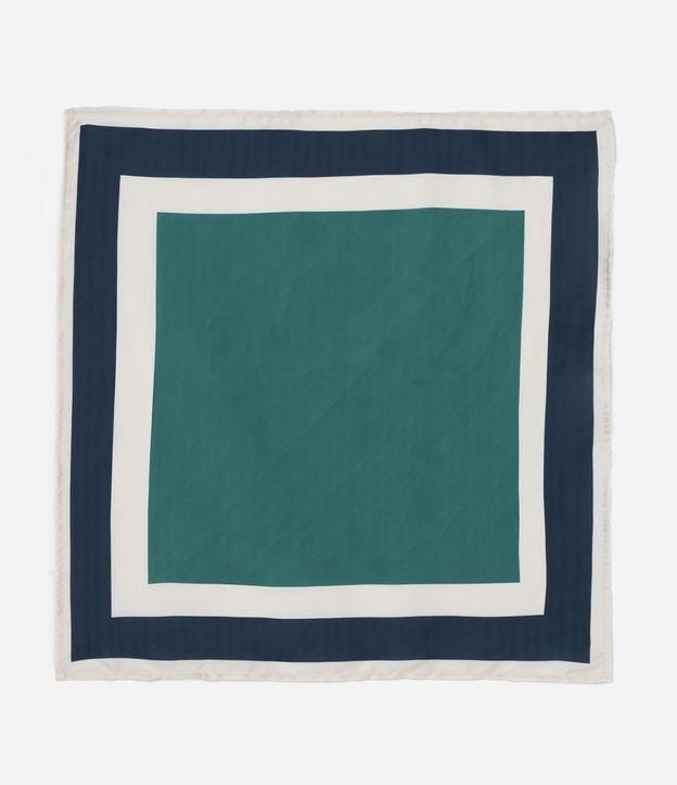 Lenço Quadrado em Cetim Estampado de Blocos de Cores - 1