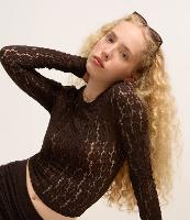 Blusa Curta em Poliamida Texturizada Floral - 1