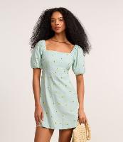 Vestido Curto em Viscolinho com Manga Bufante e Bordado - 1