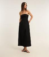 Vestido Evasê Longo em Viscose com Linho - 1