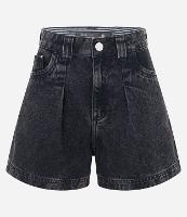 Short Baggy em Jeans com Cós Listrado e Bolsos com Pregas - 1