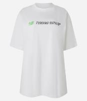 Camiseta Alongada em Algodão com Estampa em Lettering - 1