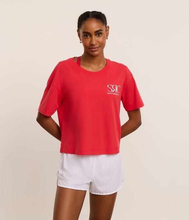 Camiseta Esportiva Cropped em Microfibra com Lettering SRC - 2