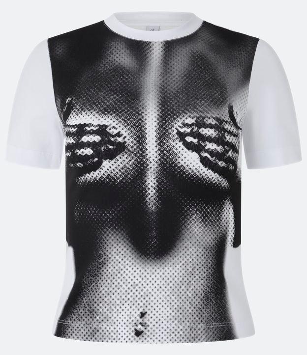 Blusa Baby Look em Algodão com Estampa Corpo - 1