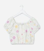 Blusa Cropped Infantil com Estampa Floral - Tam 5 a 14 Anos - 1