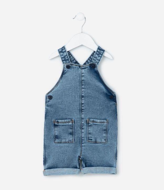 Jardineira Infantil em Malha Jeans Confortável com Bolsinhos - Tam 0 a 18 meses - 1