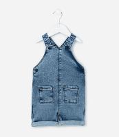 Jardineira Infantil em Malha Jeans Confortável com Bolsinhos - Tam 0 a 18 meses - 1