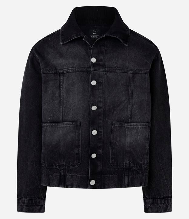Jaqueta Boxy em Jeans Estonada - 1