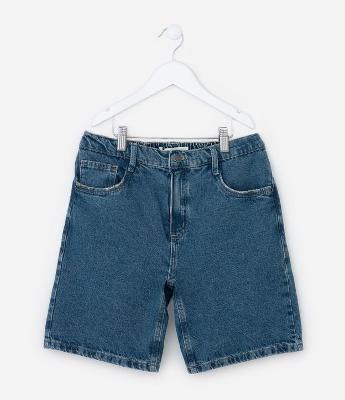 Bermuda Infantil em Jeans com Bolsos - Tam 5 a 14 Anos