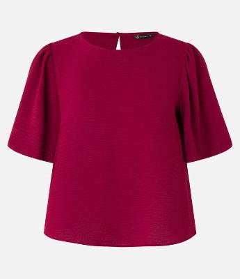 Blusa em Airflow com Manga Bufante e Abertura Gota