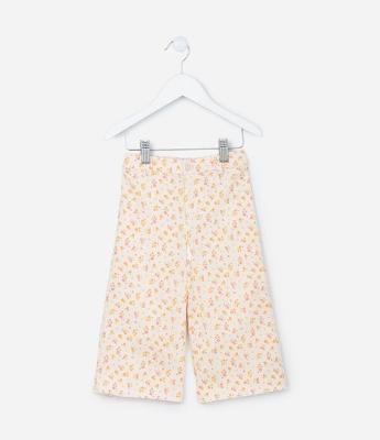 Calça Wide Leg Infantil com Estampa Floral - Tam 1 a 6 Anos