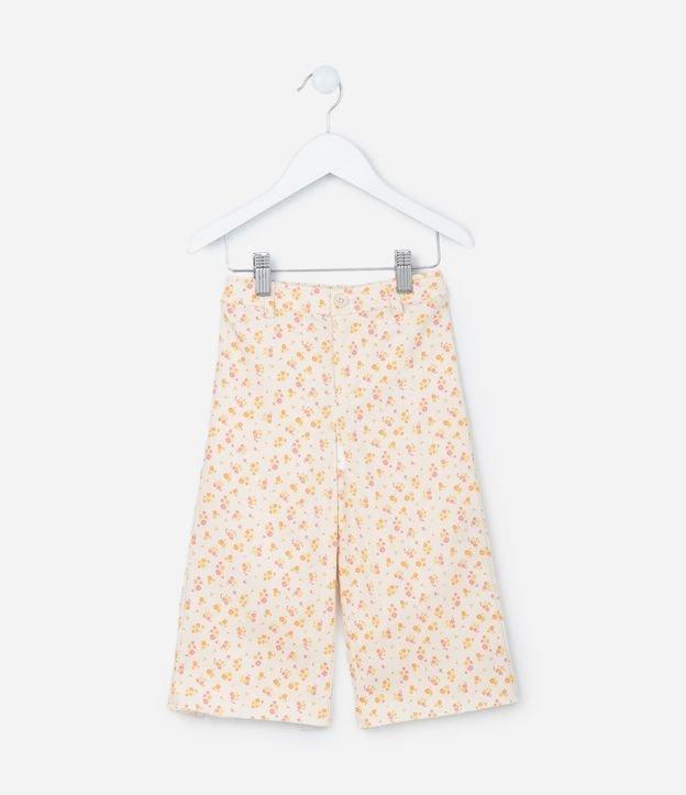 Calça Wide Leg Infantil com Estampa Floral - Tam 1 a 6 Anos - 1
