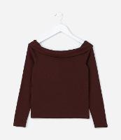 Blusa Cropped Infantil Ombro a Ombro com Pala Dobrada - Tam 5 a 14 Anos - 1