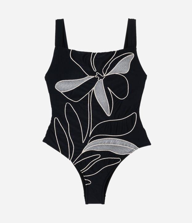 Maiô em Microfibra Leve com Bordado Floral com Alça Larga - 1