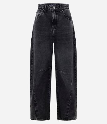 Calça Barrel em Jeans com Recortes na Barra